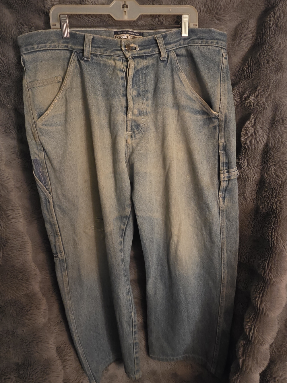 Vintage Chronic Fatigue Jeans Size 42 Distressed Utility Button Fly Denim